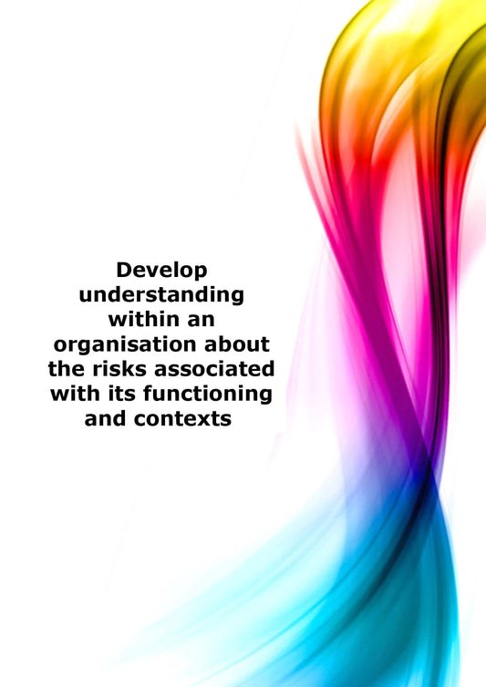 Develop understanding within an organisation about the risks associated with its functioning and contexts