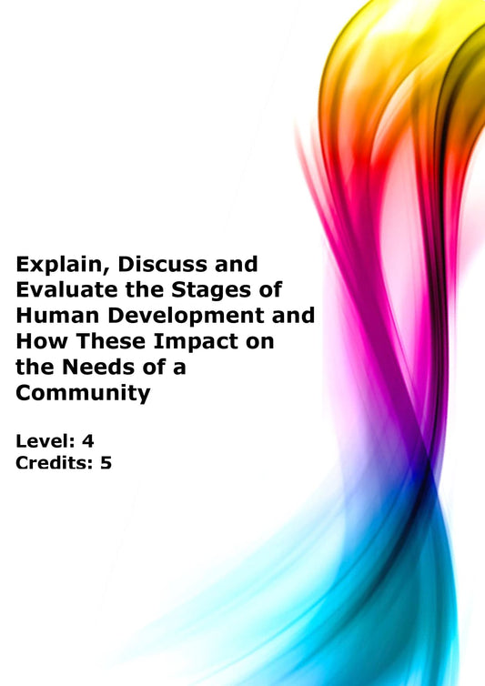 Explain, discuss and evaluate the stages of human development and how these impact on the needs of a community US